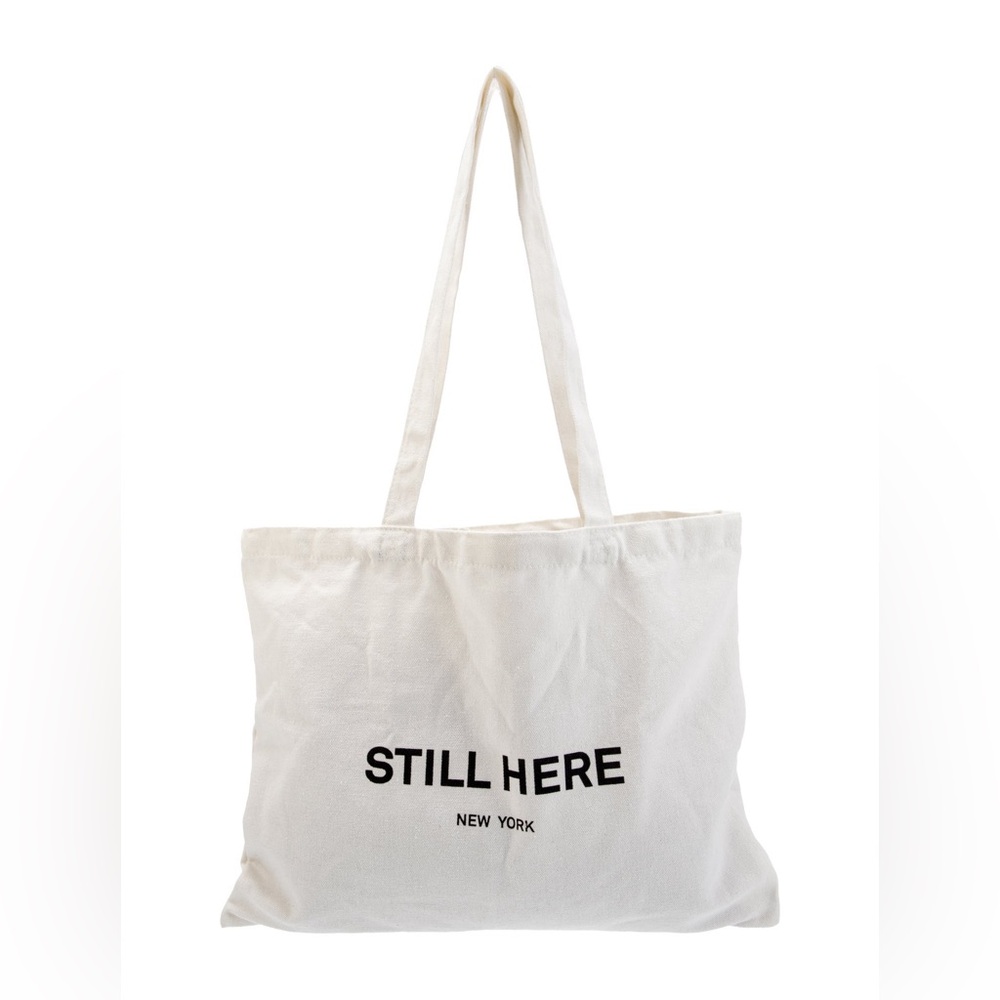 New Still Here White / Cream Tote Bag with Pocket